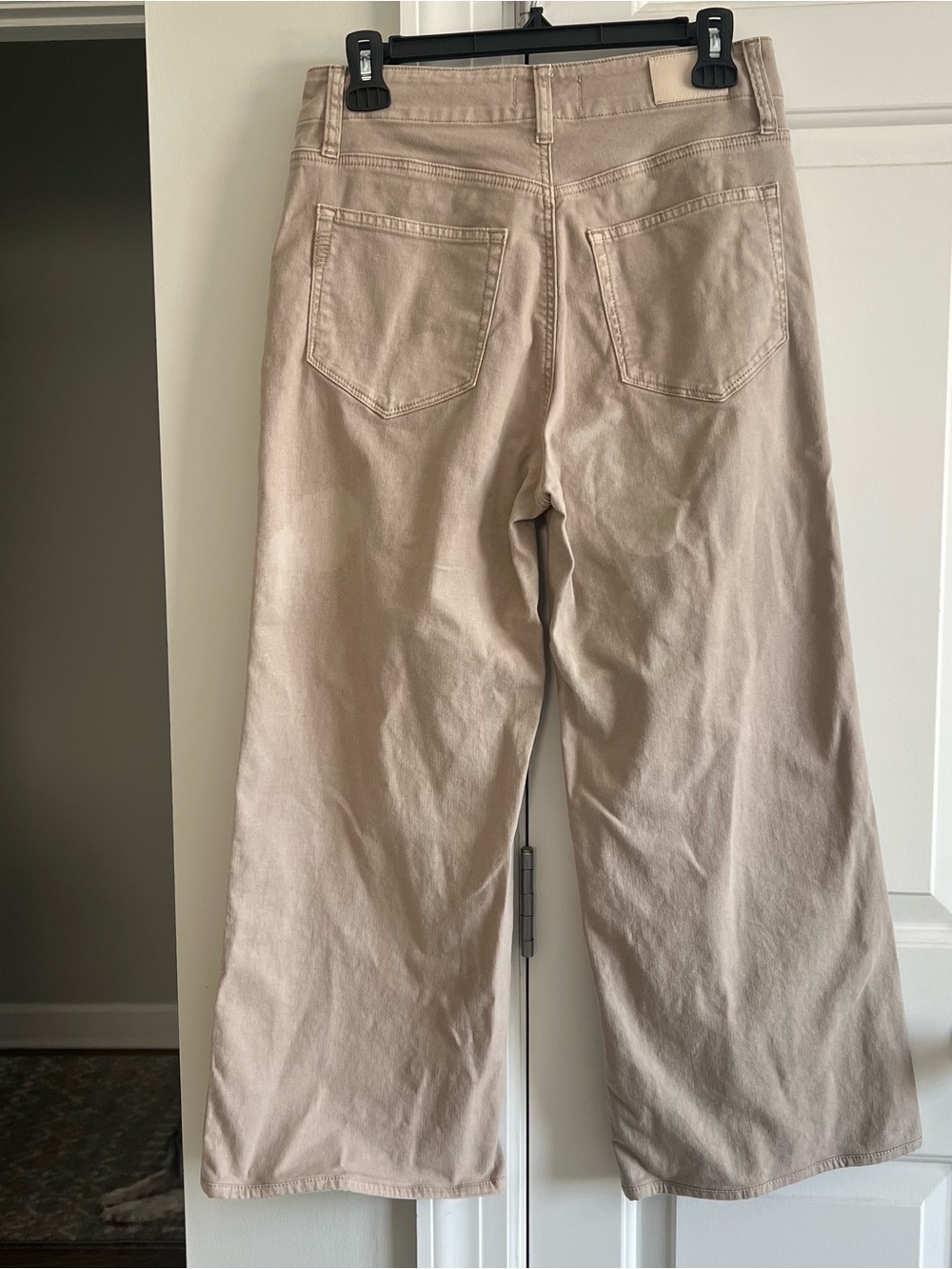 Paige Ari Wide Leg Pants Tan Drawstring High Waist Cotton Ankle size 27 flawed - Picture 3 of 7